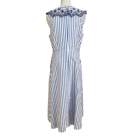 Draper James Lattice Stripe Ruffle Eyelet Dress White Blue - Picture 9 of 10